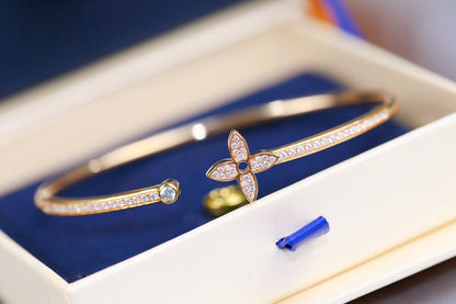 [Charm Aries Jewelry]IDYLLE PINK GOLD OPEN BRACELET DIAMOND PAVED