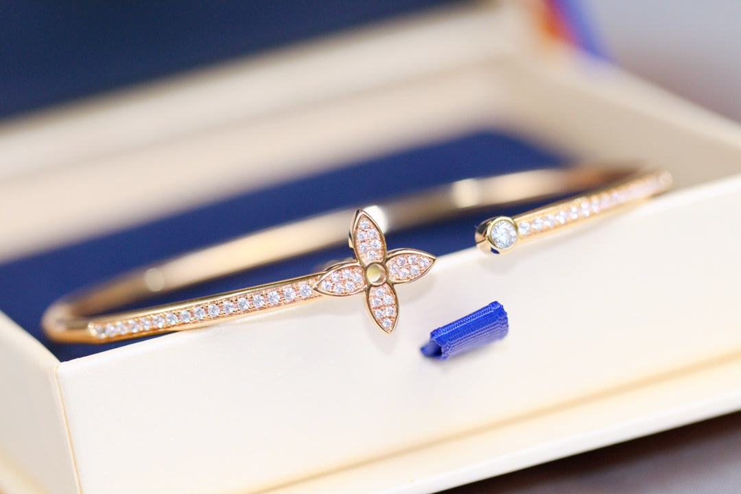 [Charm Aries Jewelry]IDYLLE PINK GOLD OPEN BRACELET DIAMOND PAVED