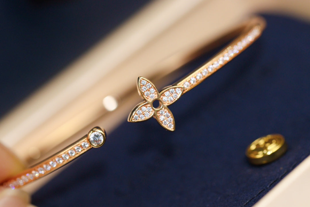 [Charm Aries Jewelry]IDYLLE PINK GOLD OPEN BRACELET DIAMOND PAVED