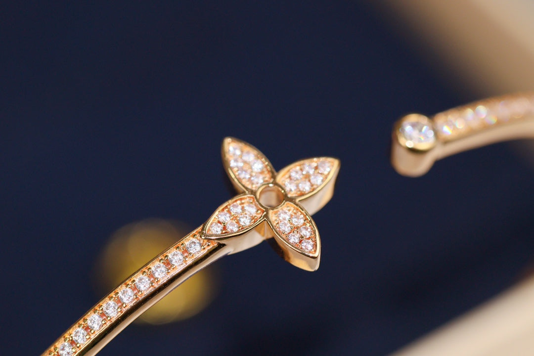 [Charm Aries Jewelry]IDYLLE PINK GOLD OPEN BRACELET DIAMOND PAVED