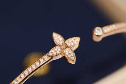 [Charm Aries Jewelry]IDYLLE PINK GOLD OPEN BRACELET DIAMOND PAVED