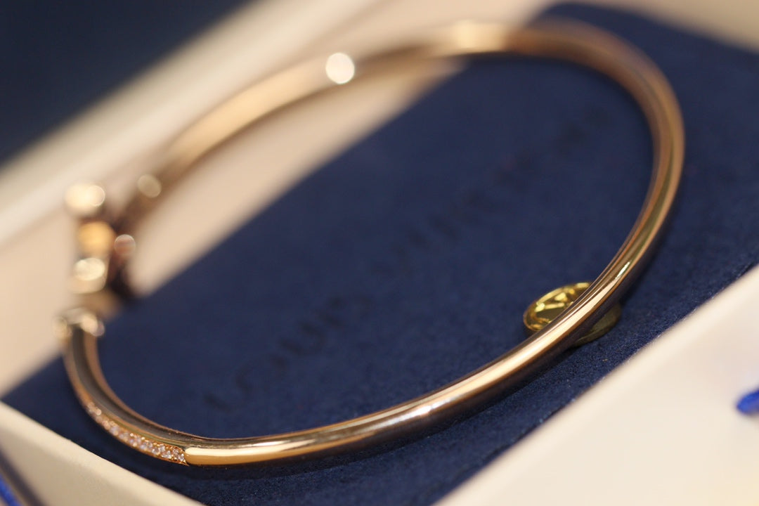 [Charm Aries Jewelry]IDYLLE PINK GOLD OPEN BRACELET DIAMOND PAVED