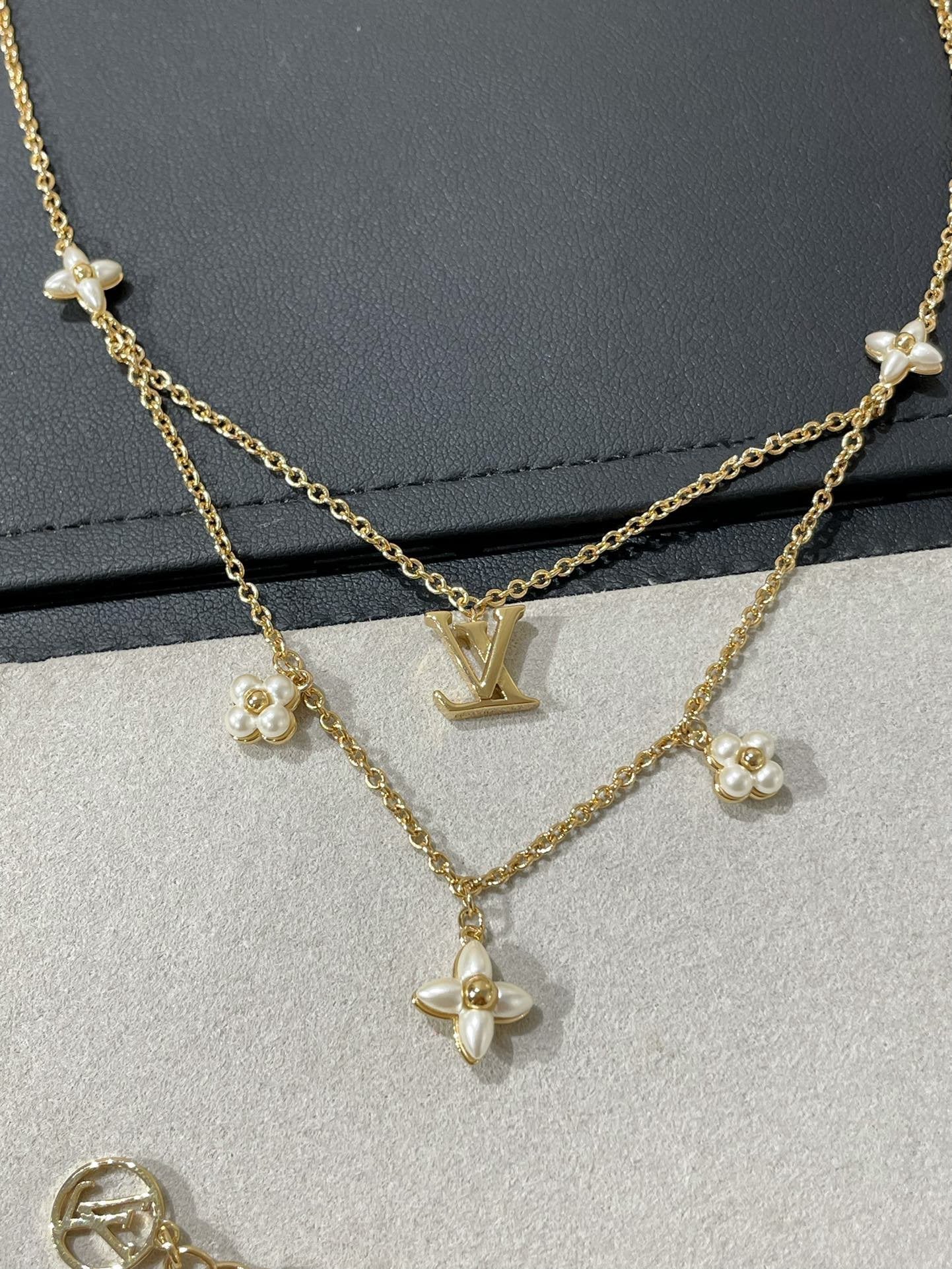 [Charm Aries Jewelry]FLOWERGRAM GOLD MOP DOUBLE ROW NECKLACE