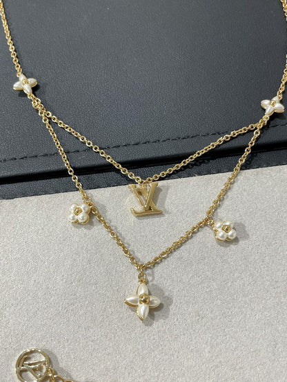 [Charm Aries Jewelry]FLOWERGRAM GOLD MOP DOUBLE ROW NECKLACE
