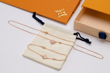 [Charm Aries Jewelry]STAR PINK MOP 1 DIAMOND PINK GOLD NECKLACE