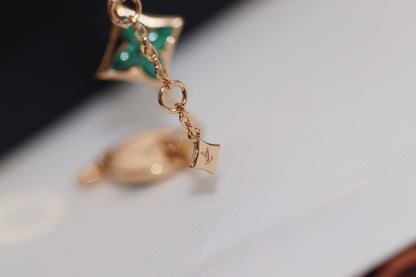 [Charm Aries Jewelry]STAR AND SUN 4 MOTIF PINK GOLD MALACHITE BRACELET