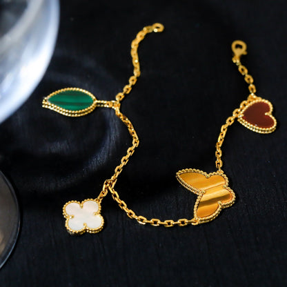 [Charm Aries Jewelry]LUCKY SPRING 5 MOTIF GOLD BRACELET