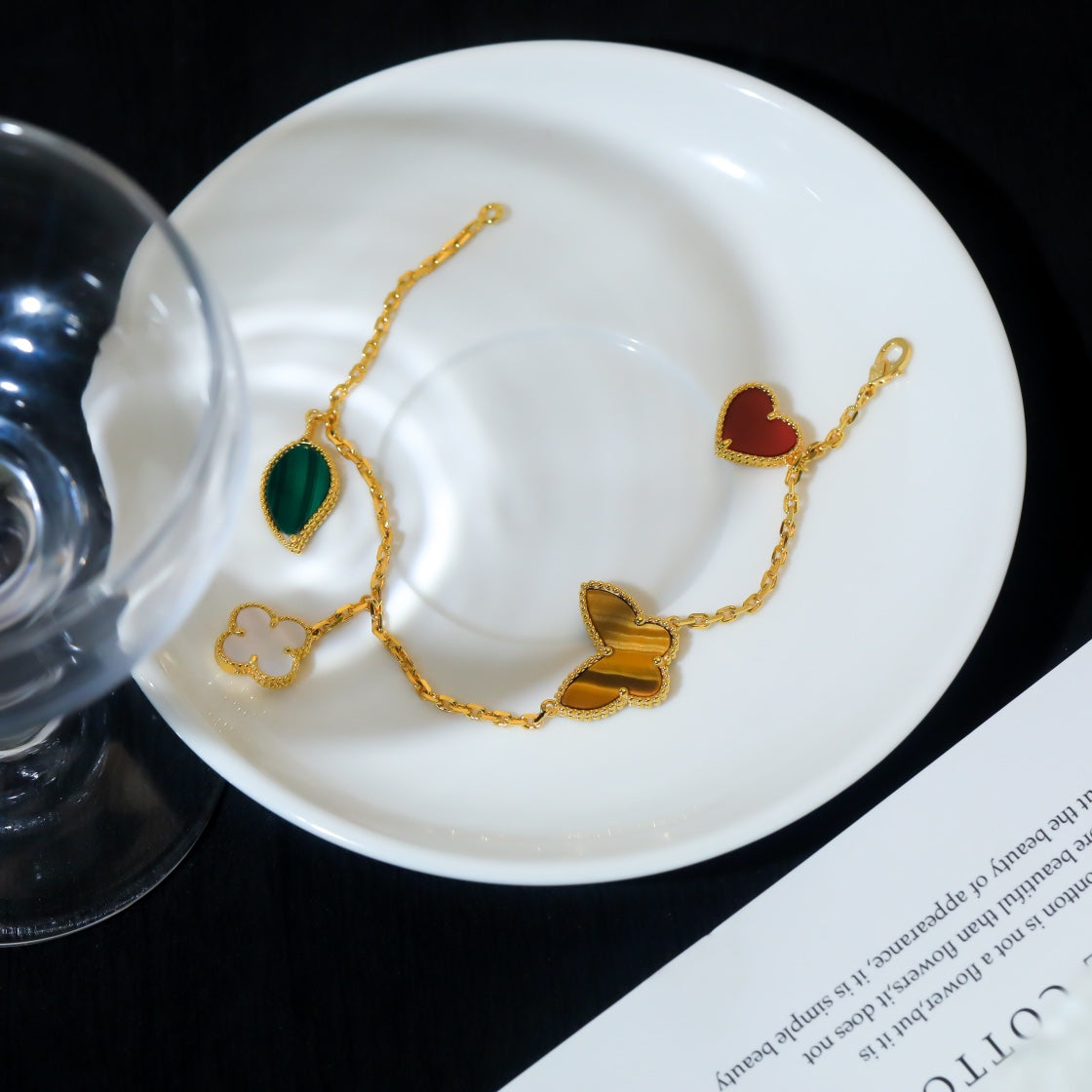 [Charm Aries Jewelry]LUCKY SPRING 5 MOTIF GOLD BRACELET