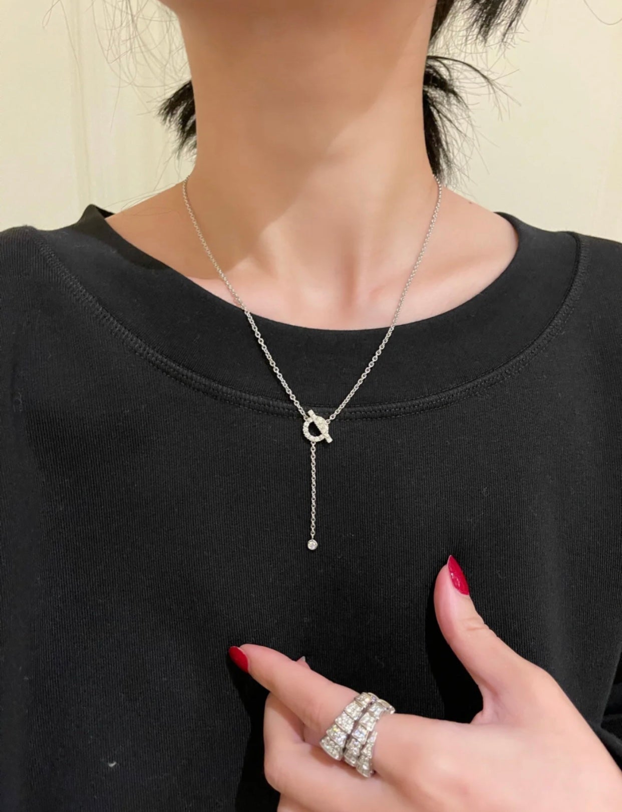 [Charm Aries Jewelry]FINESSE SILVER DIAMOND NECKLACE
