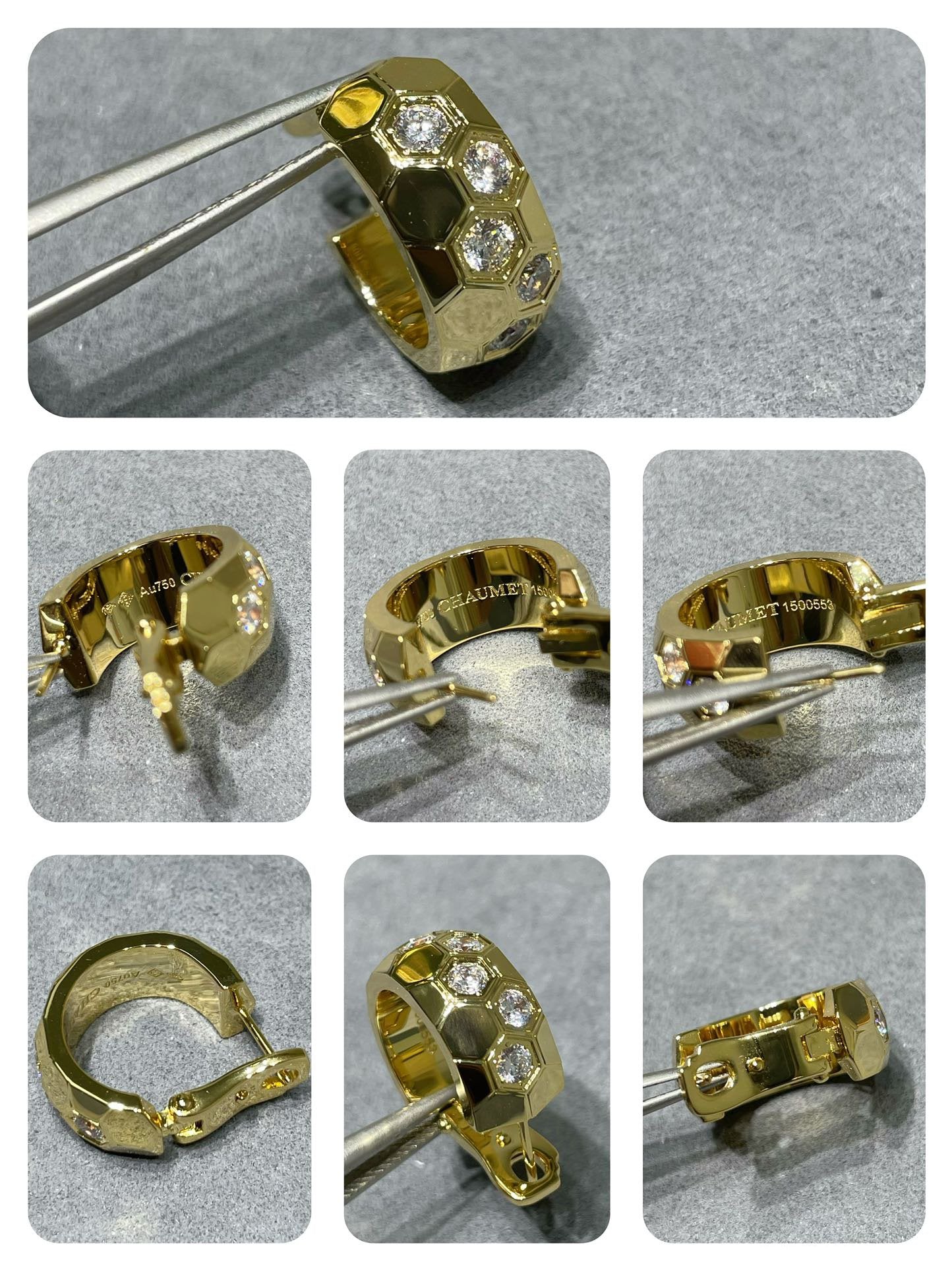 [Charm Aries Jewelry]BEE LOVE DIAMOND HOOP EARRINGS