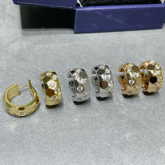 [Charm Aries Jewelry]BEE LOVE DIAMOND HOOP EARRINGS