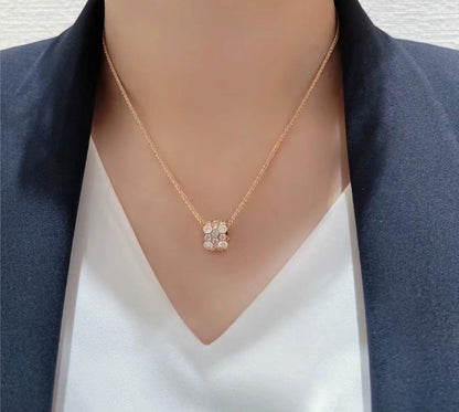 [Charm Aries Jewelry]BEE LOVE DIAMOND PAVED 3 ROW NECKLACE