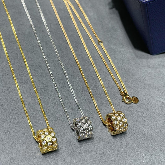 [Charm Aries Jewelry]BEE LOVE DIAMOND PAVED 3 ROW NECKLACE