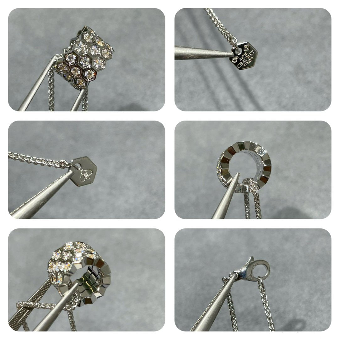 [Charm Aries Jewelry]BEE LOVE DIAMOND PAVED 3 ROW NECKLACE