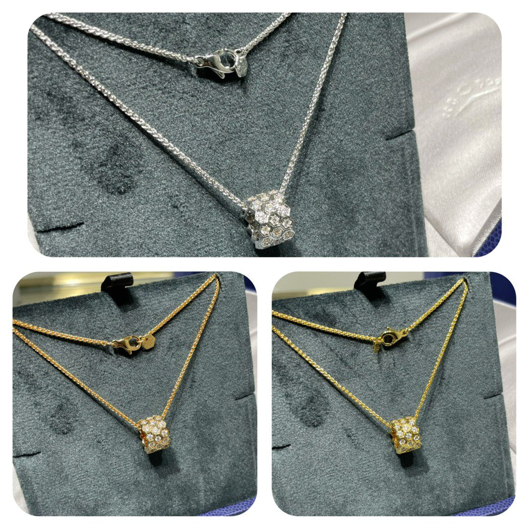 [Charm Aries Jewelry]BEE LOVE DIAMOND PAVED 3 ROW NECKLACE