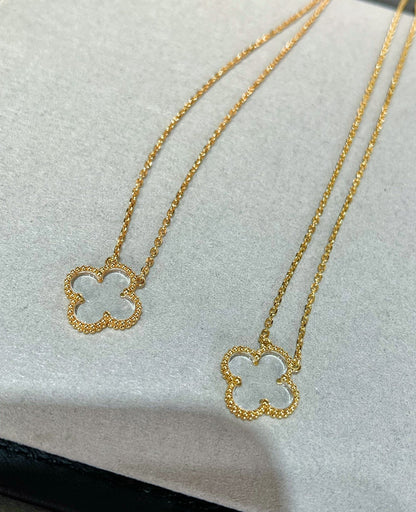 [Charm Aries Jewelry]CLOVER ROCK CRYSTAL ROSE GOLD NECKLACE