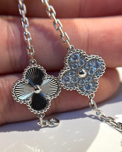 [Charm Aries Jewelry]CLOVER 5 MOTIF SILVER DIAMOND BRACELET