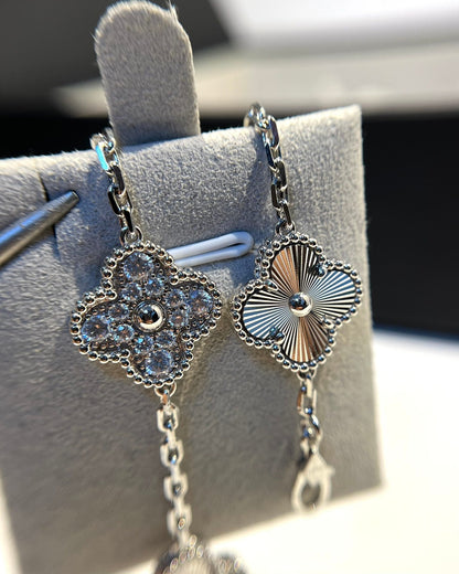 [Charm Aries Jewelry]CLOVER 5 MOTIF SILVER DIAMOND BRACELET