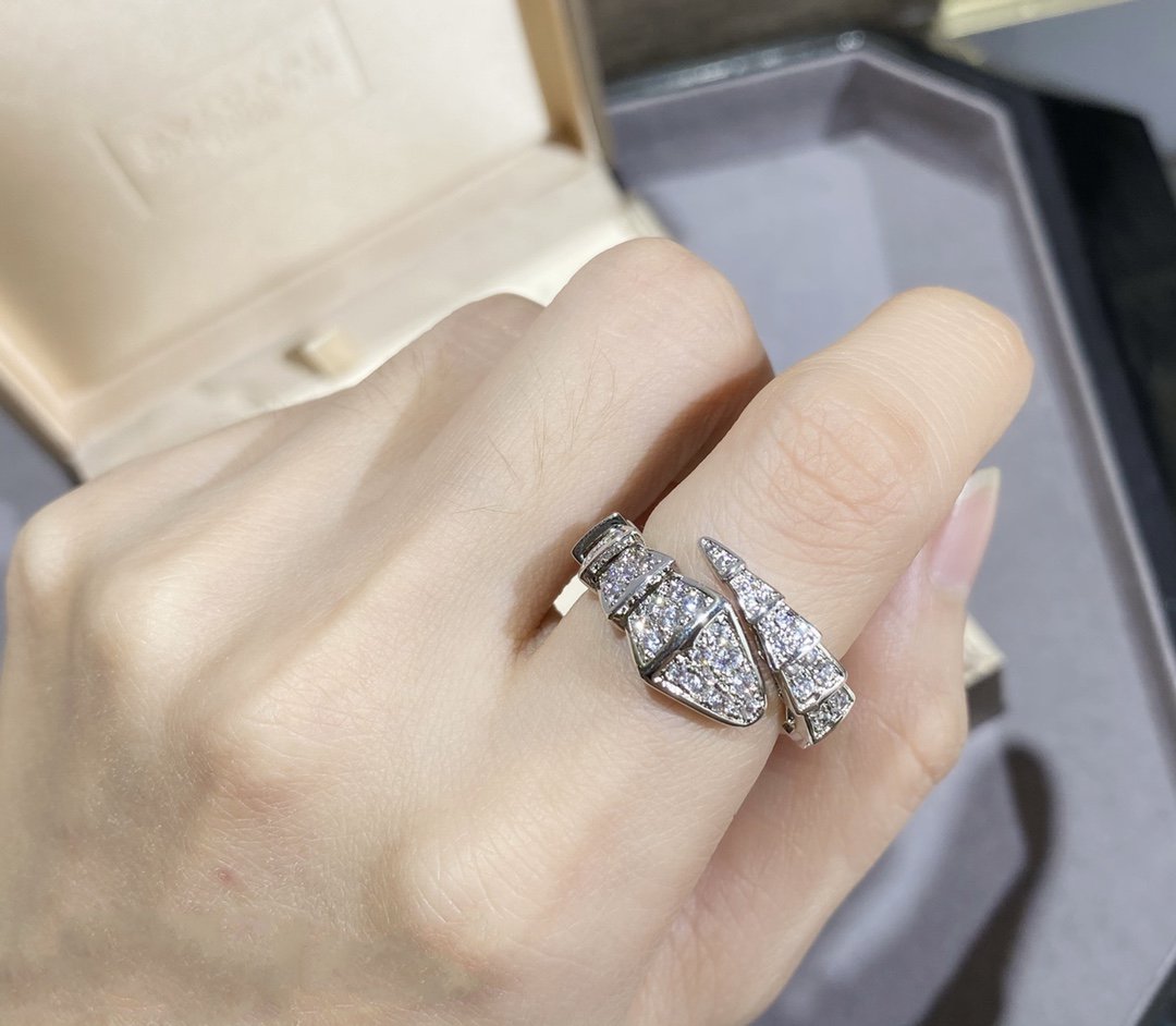 [Charm Aries Jewelry]SERPENTI LARGE RING SILVER DIAMOND PAVED