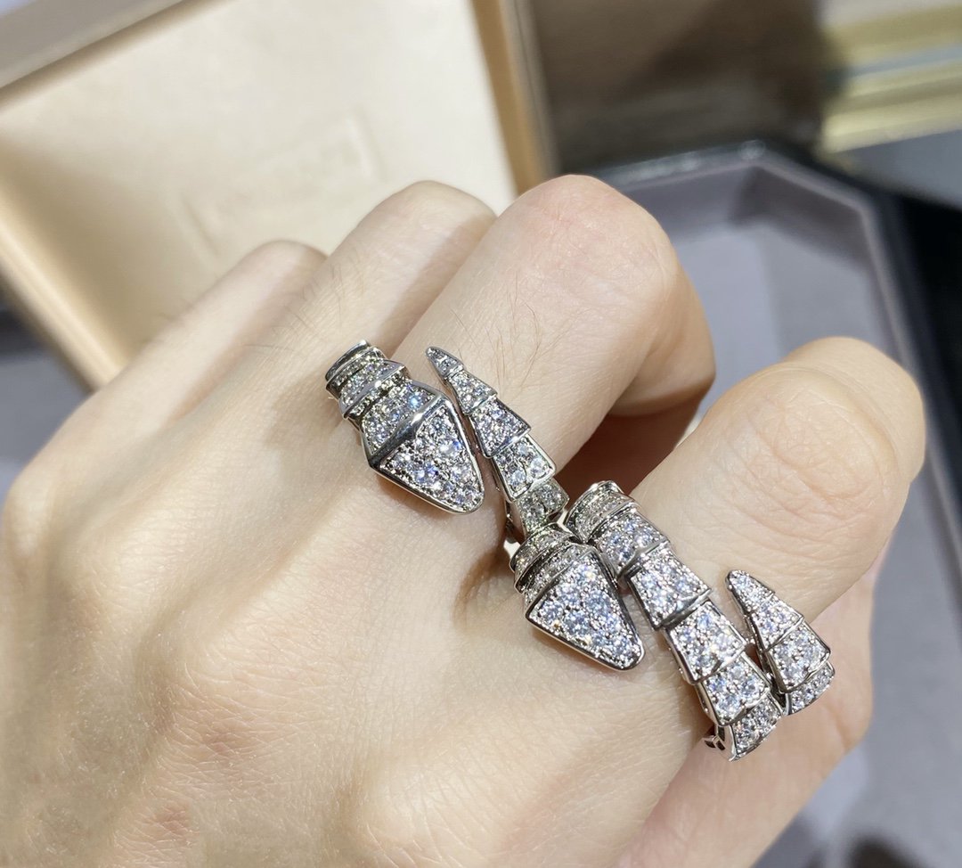 [Charm Aries Jewelry]SERPENTI LARGE RING SILVER DIAMOND PAVED