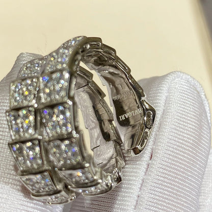 [Charm Aries Jewelry]SERPENTI DOUBLE RING SILVER DIAMOND PAVED