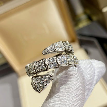 [Charm Aries Jewelry]SERPENTI DOUBLE RING SILVER DIAMOND PAVED