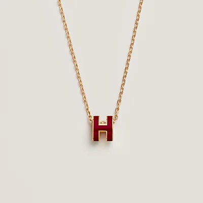 [Charm Aries Jewelry]HM CLIC RED ENAMEL GOLD NECKLACE