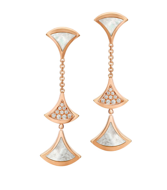 [Charm Aries Jewelry]DREAM EARRINGS 3 MOTIFS DIAMOND MOP PINK GOLD