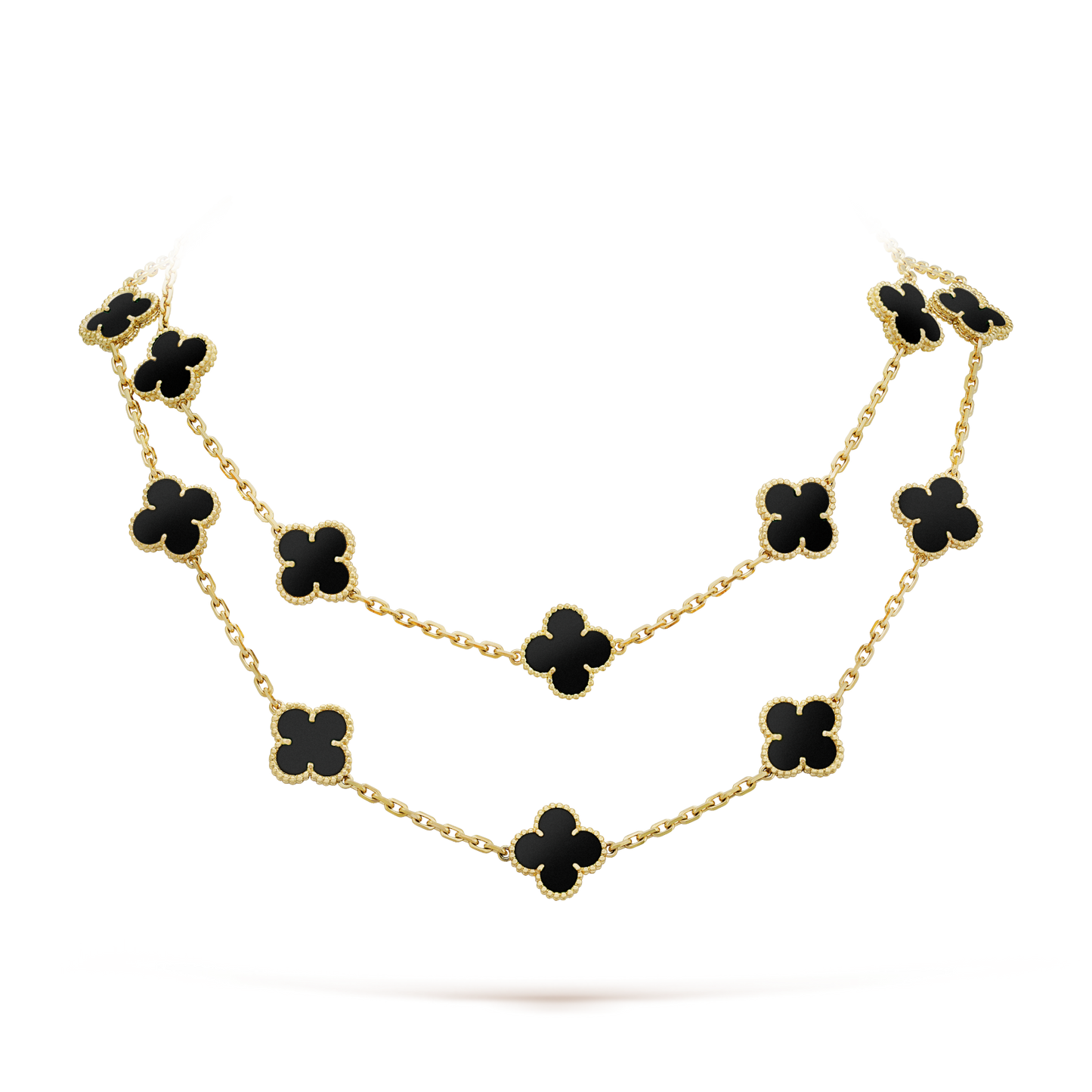 [Charm Aries Jewelry]CLOVER 20 MOTIFS ONYX NECKLACE