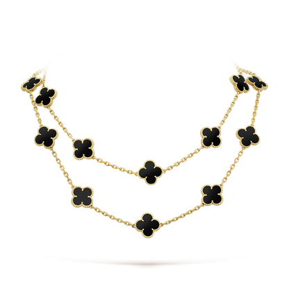 [Charm Aries Jewelry]CLOVER 20 MOTIFS ONYX NECKLACE