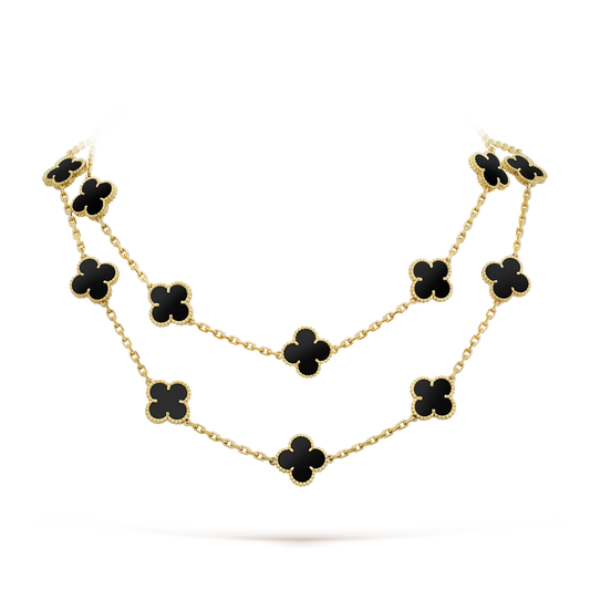 [Charm Aries Jewelry]CLOVER 20 MOTIFS ONYX NECKLACE