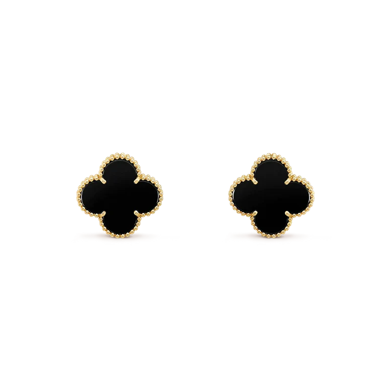 [Charm Aries Jewelry]CLOVER MEDIUM 1 MOTIFS  ONYX STUD EARRINGS