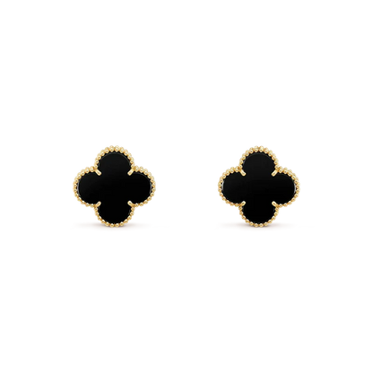 [Charm Aries Jewelry]CLOVER MEDIUM 1 MOTIFS  ONYX STUD EARRINGS