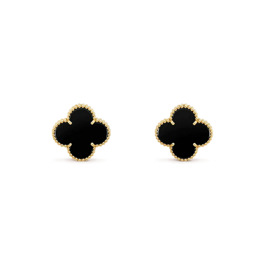 [Charm Aries Jewelry]CLOVER MEDIUM 1 MOTIFS  ONYX STUD EARRINGS