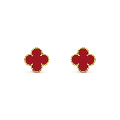 [Charm Aries Jewelry]CLOVER MINI 9.5MM CARNELIAN EARRINGS