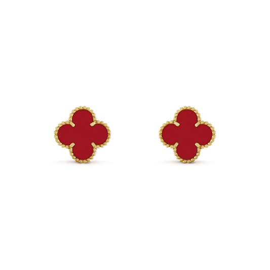 [Charm Aries Jewelry]CLOVER MINI 9.5MM CARNELIAN EARRINGS