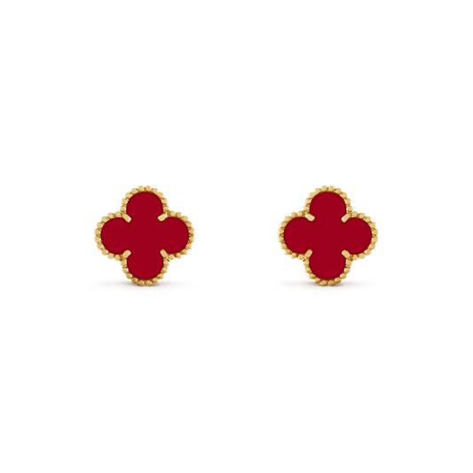 [Charm Aries Jewelry]CLOVER MEDIUM 1 MOTIFS CARNELIAN  EARRINGS