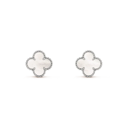 [Charm Aries Jewelry]CLOVER MEDIUM 1 MOTIFS  WHITE MOP EARRINGS SILVER