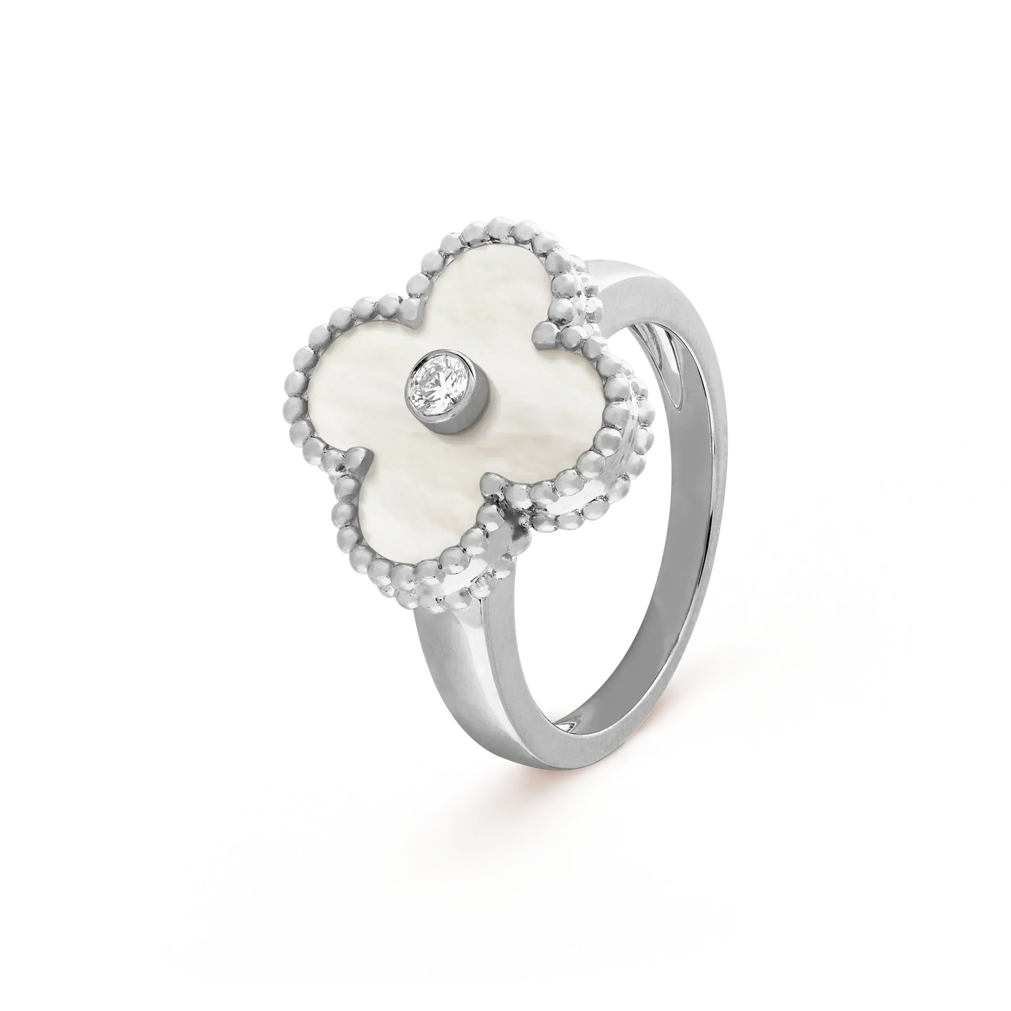 [Charm Aries Jewelry]CLOVER SILVER MOP DIAMOND RING
