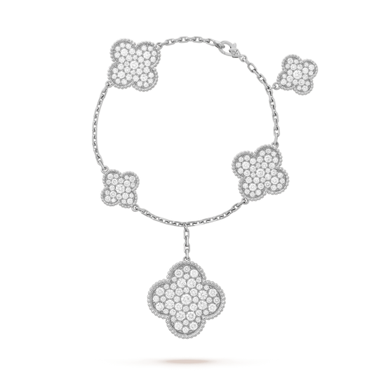 [Charm Aries Jewelry]CLOVER 6 MOTIFS SILVER DIAMOND BRACELET