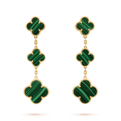 [Charm Aries Jewelry]CLOVER MALACHITE 3 MOTIFS GOLD