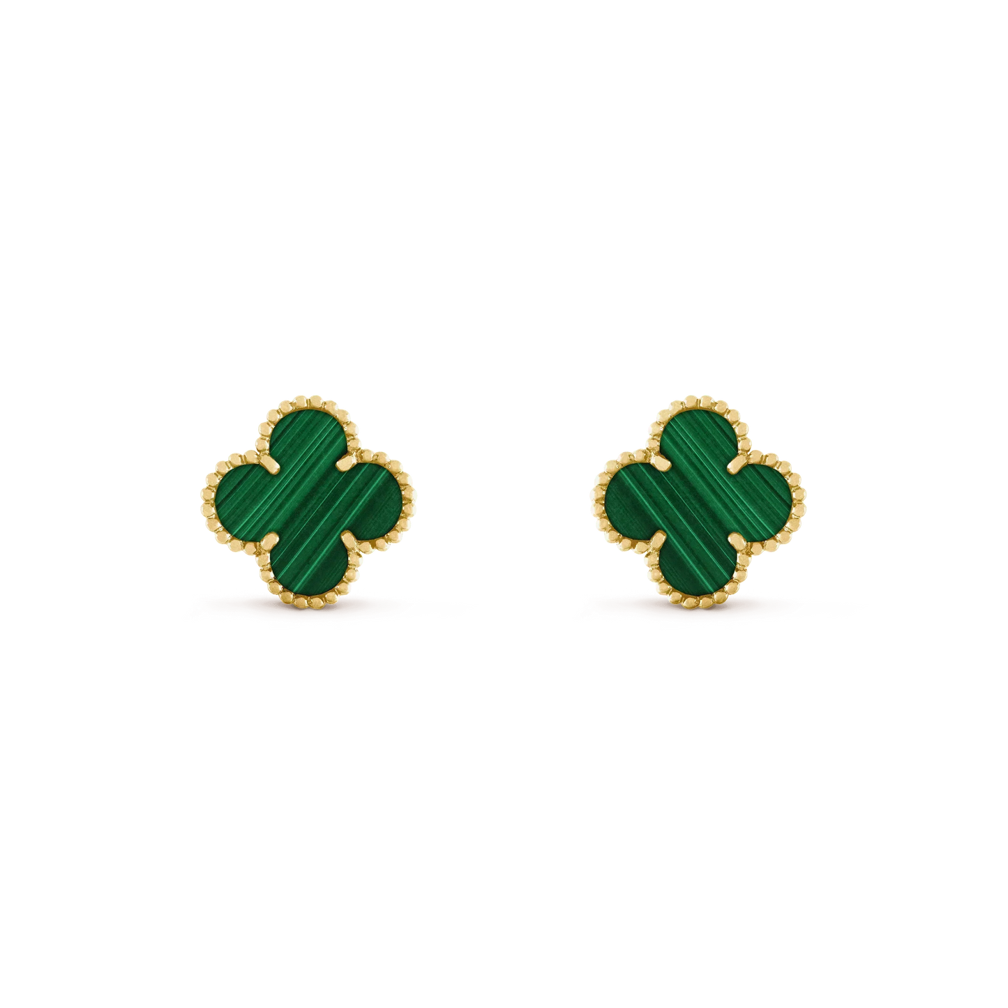 [Charm Aries Jewelry]CLOVER MEDIUM 1 MOTIFS MALACHITE  EARRINGS