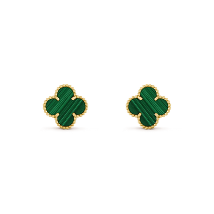 [Charm Aries Jewelry]CLOVER MEDIUM 1 MOTIFS MALACHITE  EARRINGS
