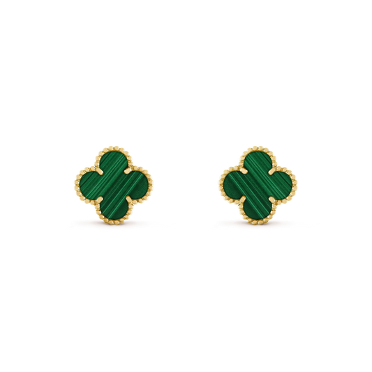 [Charm Aries Jewelry]CLOVER MEDIUM 1 MOTIFS MALACHITE  EARRINGS