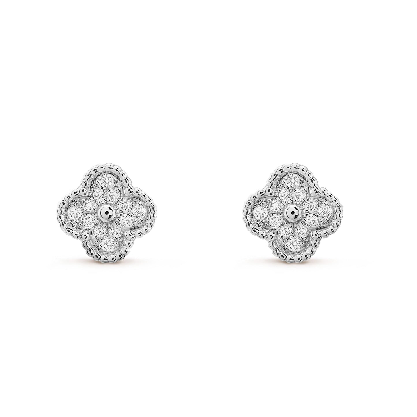 [Charm Aries Jewelry]CLOVER MINI DIAMOND STUD EARRINGS