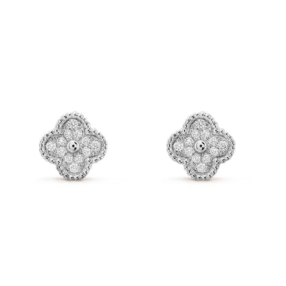 [Charm Aries Jewelry]CLOVER MINI DIAMOND STUD EARRINGS