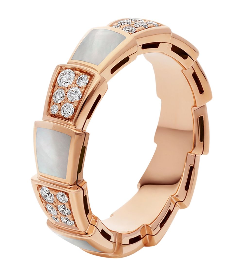 [Charm Aries Jewelry]SERPENTI RING PINK GOLD MOP DIAMOND PAVED 4MM