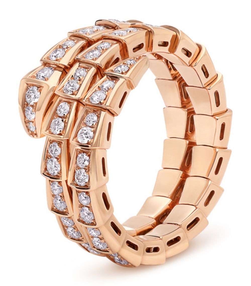 [Charm Aries Jewelry]SERPENTI RING PINK GOLD DIAMOND DOUBLE ROW
