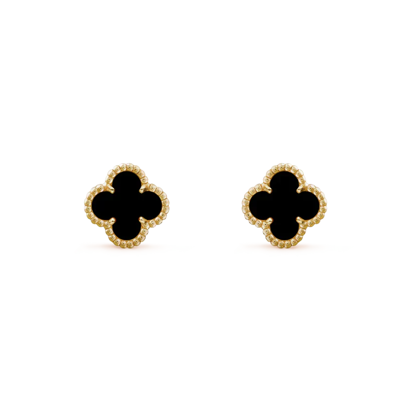 [Charm Aries Jewelry]CLOVER MINI 9.5MM BLACK MOP EARRINGS