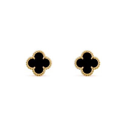[Charm Aries Jewelry]CLOVER MINI 9.5MM BLACK MOP EARRINGS